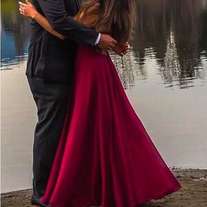 Elegant Burgundy Evening Gown